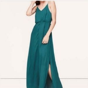 LOFT Green Spaghetti Strap Petite Maxi Dress